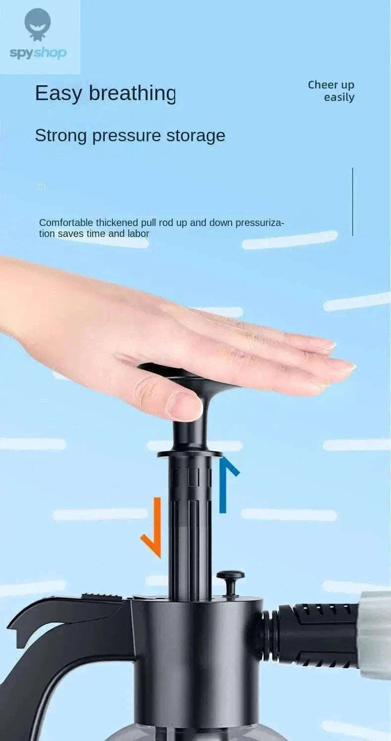 2L Hand Pump Foam Sprayer with 3 Nozzles for Car Care-black