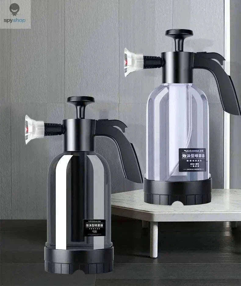 2L Hand Pump Foam Sprayer with 3 Nozzles for Car Care-black