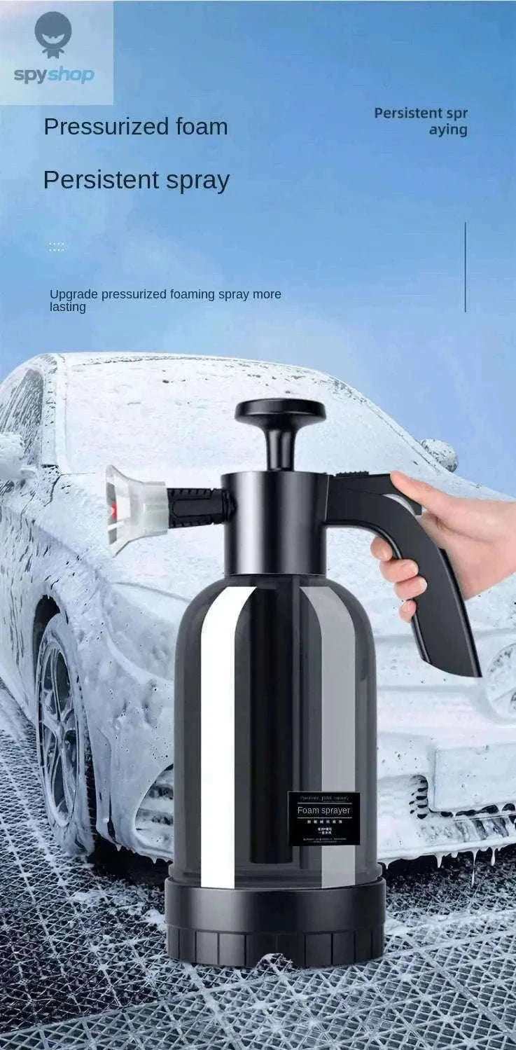 2L Hand Pump Foam Sprayer with 3 Nozzles for Car Care-black