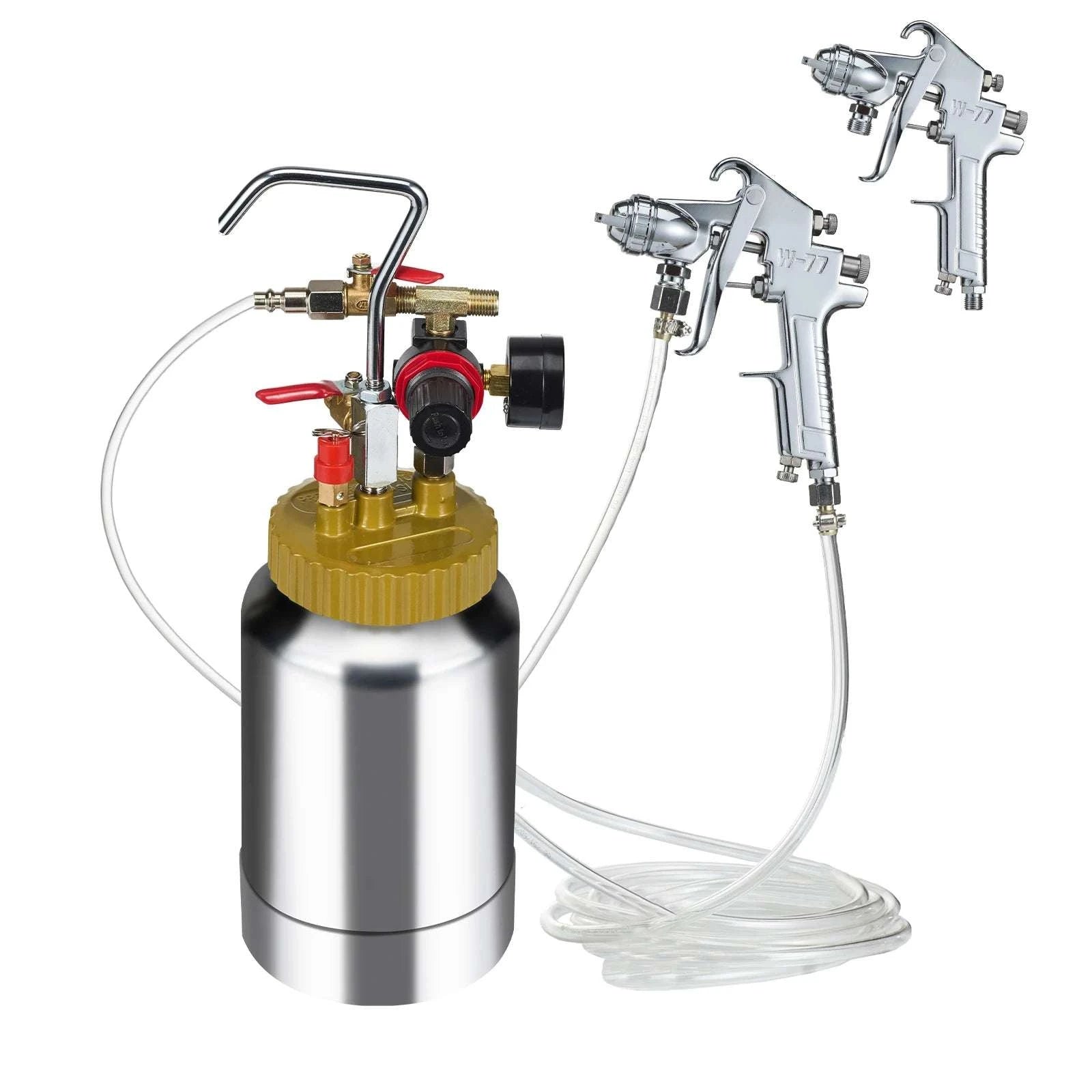 2L Paint Pressure Pot with 1.8mm Spray Gun and 3m Hoses-2L 0.5gal / United States