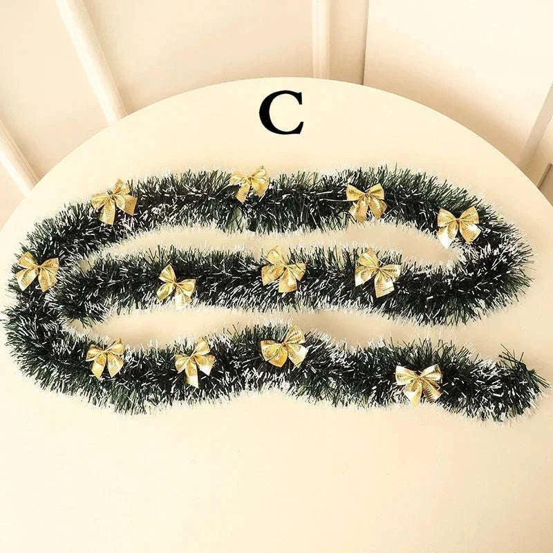 2m Dark Green Christmas Ribbon Garland Decoration-D