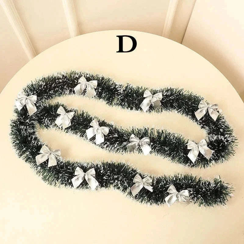 2m Dark Green Christmas Ribbon Garland for Festive Decorating-D