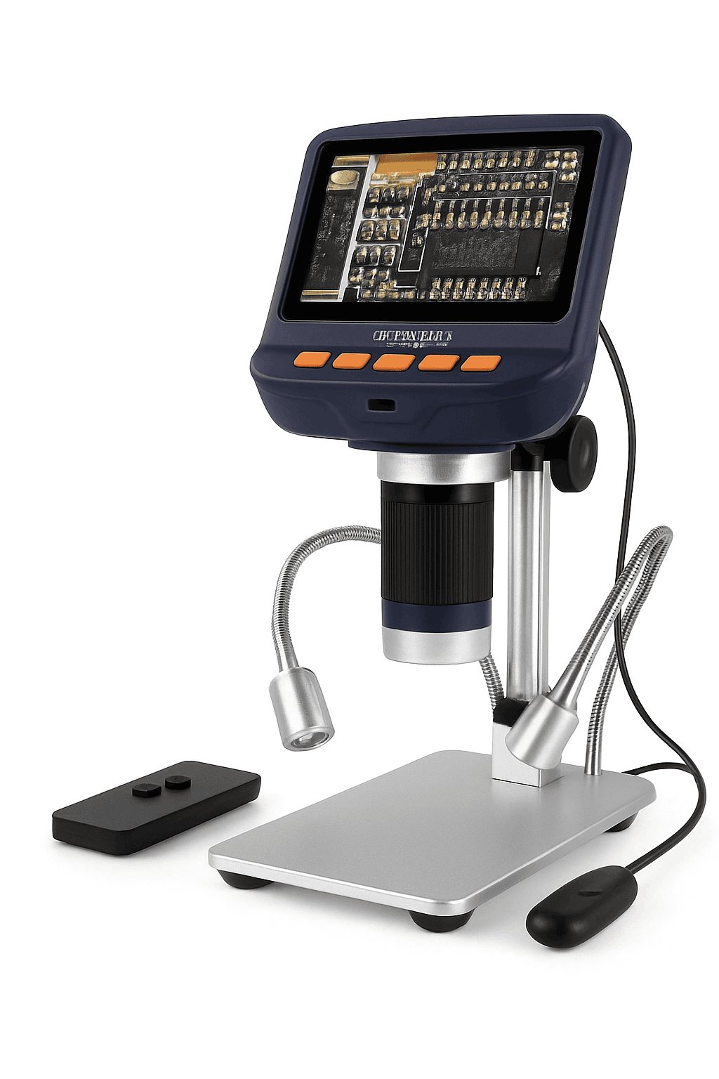 2MP 1080P Digital Microscope with 4.3" Screen, 220X Zoom-Silver