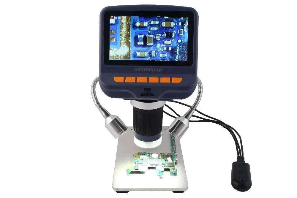 2MP 1080P Digital Microscope with 4.3" Screen, 220X Zoom-Silver