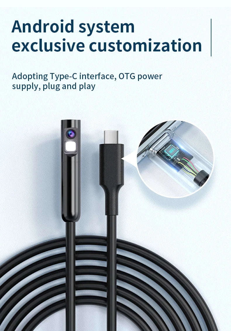 2MP Endoscope Camera 8mm for iPhone and Android, Dual Lens-Single Lens / United States / 1m