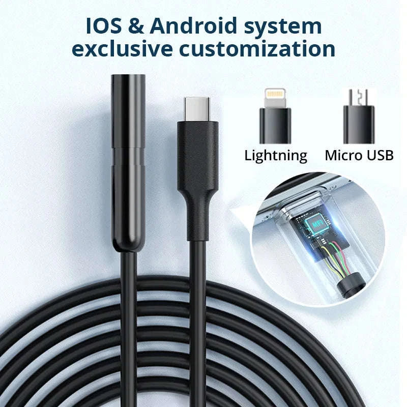 2MP Endoscope Camera 8mm for iPhone and Android, Dual Lens-Single Lens / United States / 1m