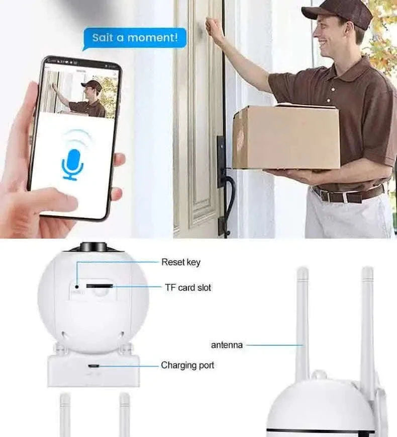 2MP Outdoor WiFi Security Camera with Color Night Vision & 2-Way Audio-US Plug