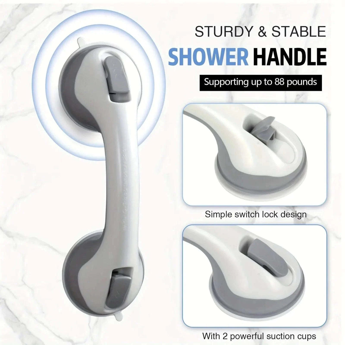 2pcs 12'' Shower Grab Bar-Gary / China Mainland