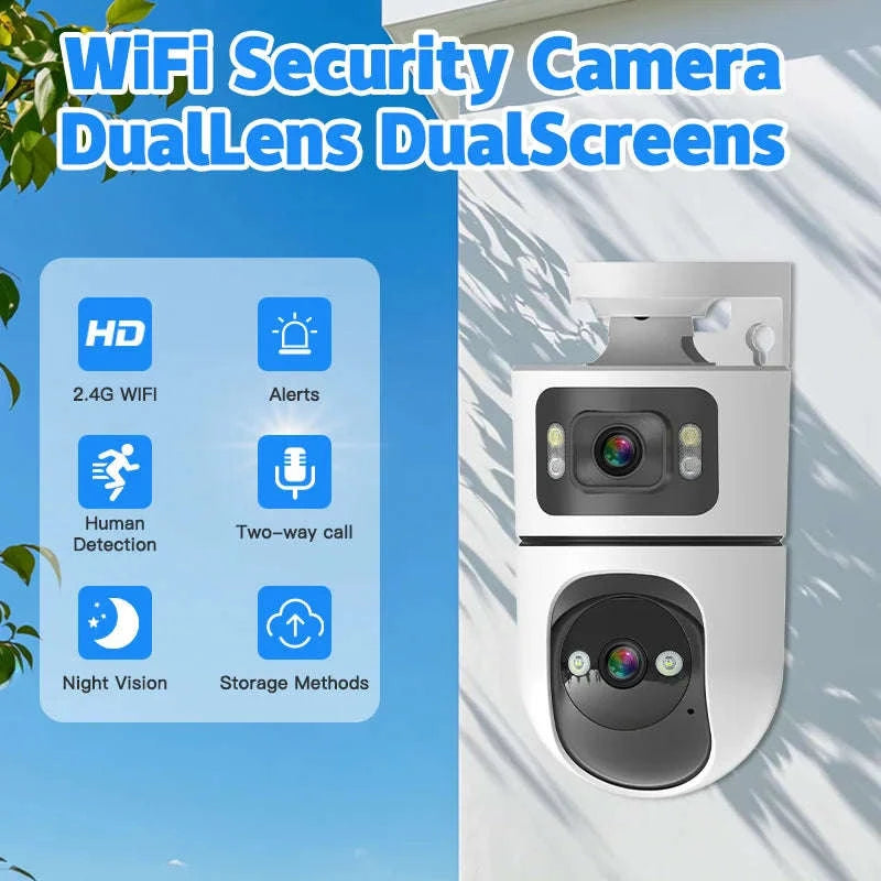 2PCS 3MP WiFi Pan Tilt Outdoor Security Cameras with Night Vision-WiFi NO Card 2PCS / United States