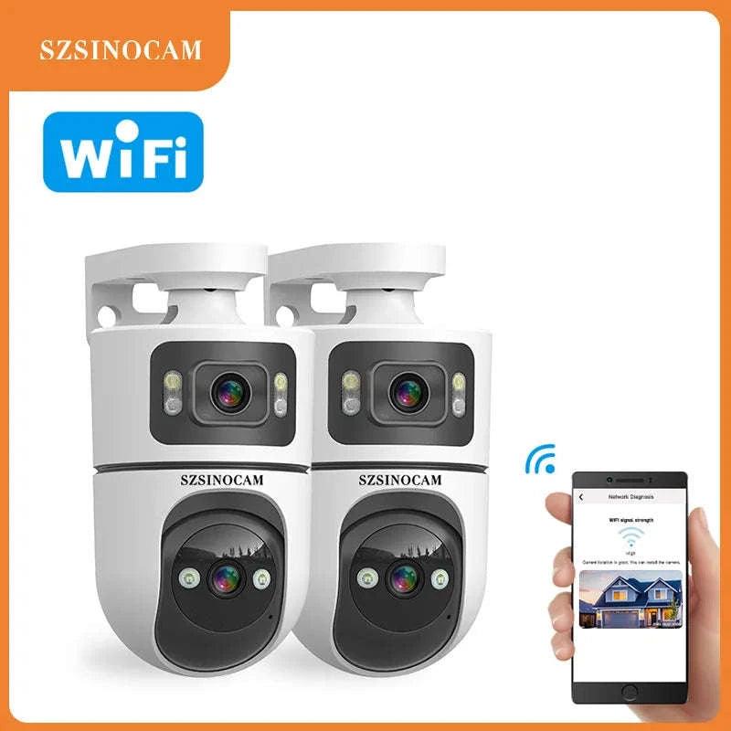 2PCS 3MP WiFi Pan Tilt Outdoor Security Cameras with Night Vision-WiFi NO Card 2PCS / United States
