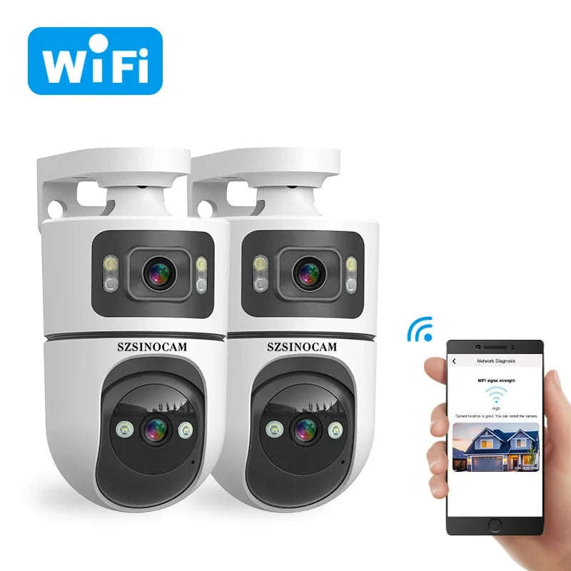 2PCS 3MP WiFi Pan Tilt Outdoor Security Cameras with Night Vision-WiFi NO Card 2PCS / United States