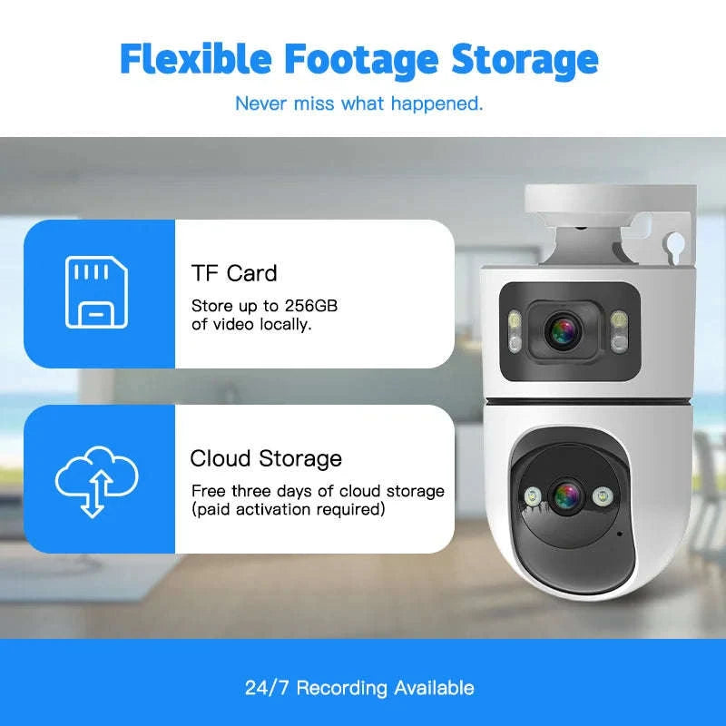2PCS 3MP WiFi Pan Tilt Outdoor Security Cameras with Night Vision-WiFi NO Card 2PCS / United States