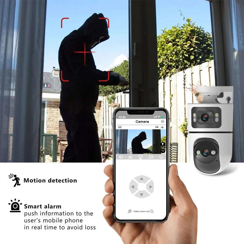 2PCS 3MP WiFi Pan Tilt Outdoor Security Cameras with Night Vision-WiFi NO Card 2PCS / United States