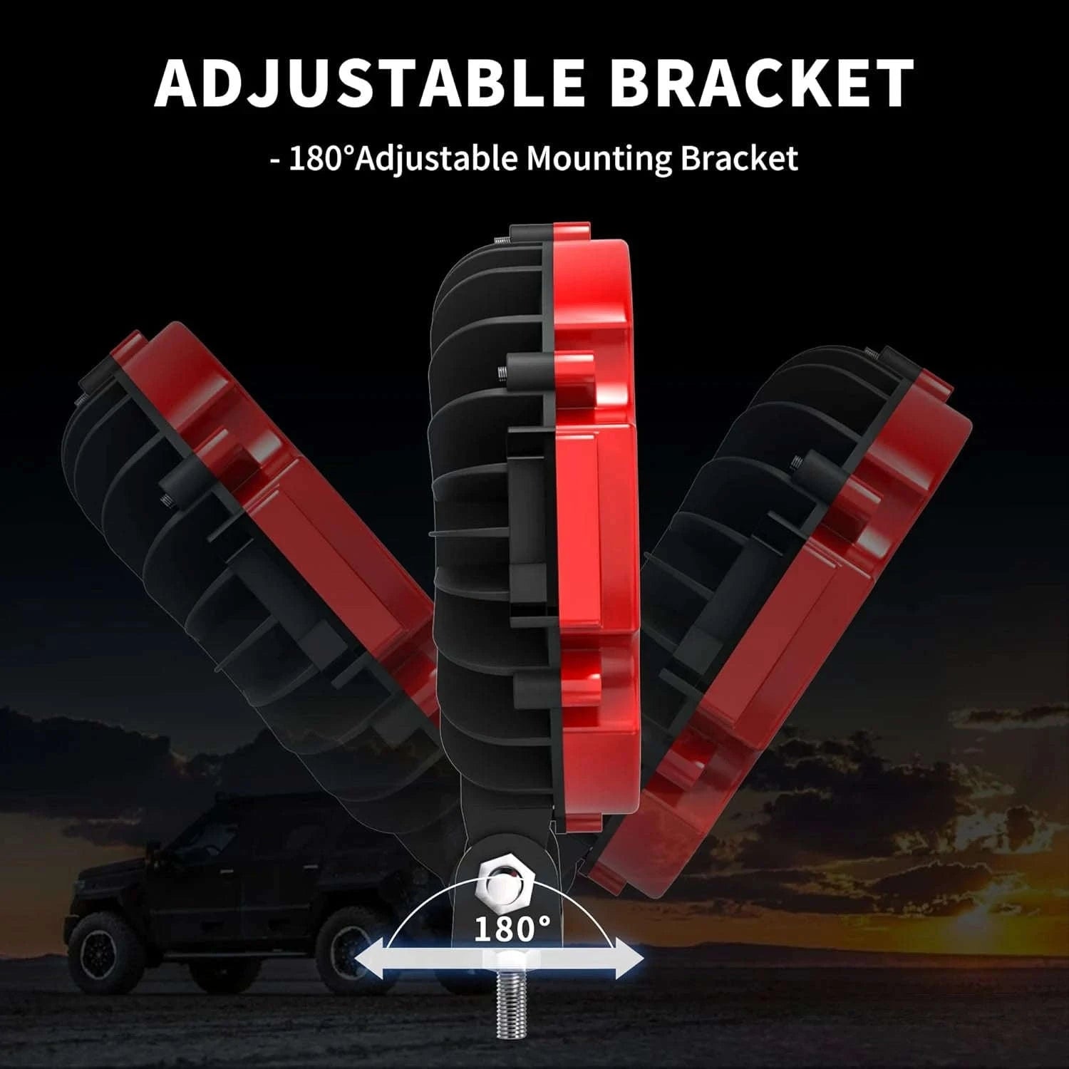 2PCS 7 Inch Round LED Offroad Lights 51W 5100LM Spot Pods-Red shell 2PCS