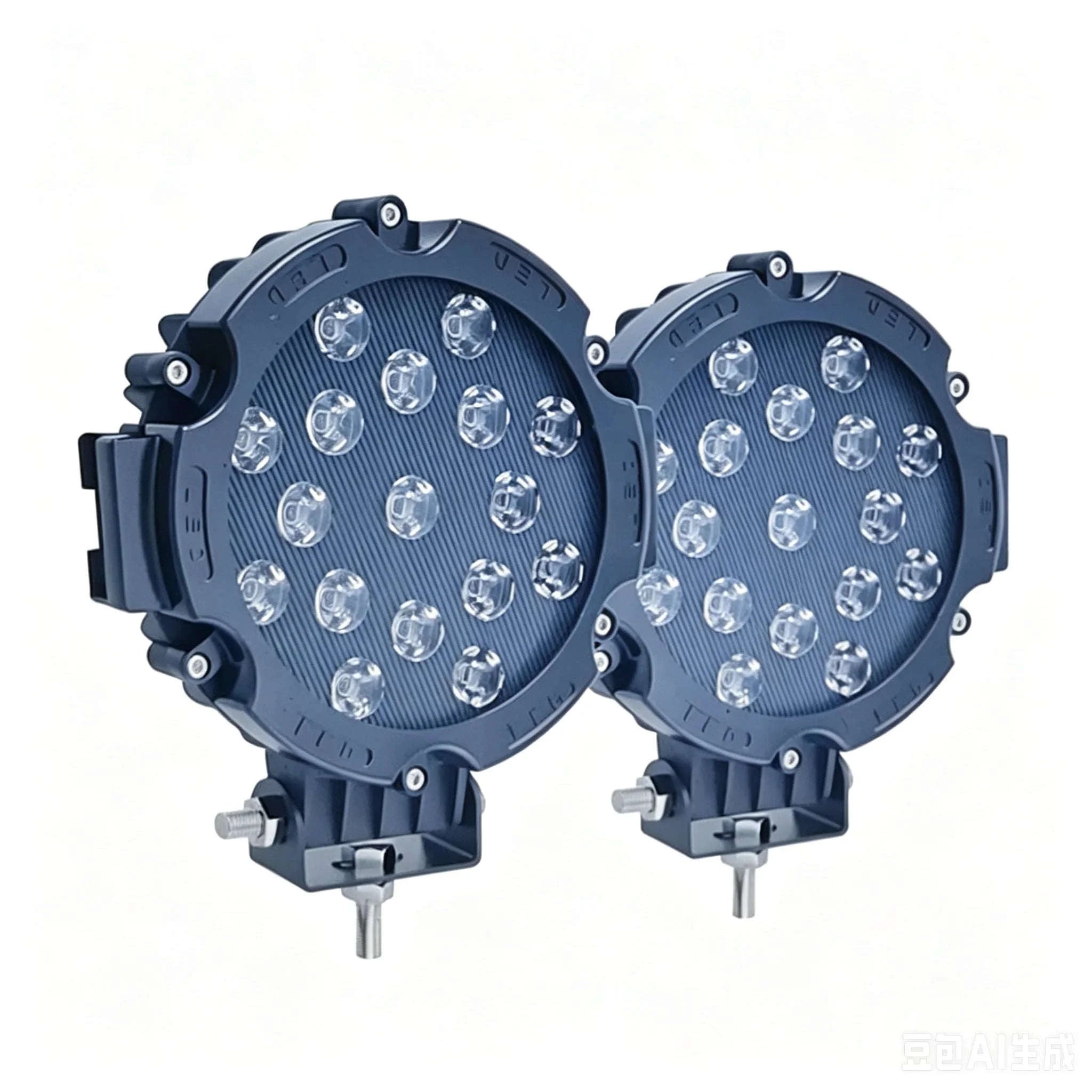 2PCS 7 Inch Round LED Offroad Lights 51W 5100LM Spot Pods-Red shell 2PCS