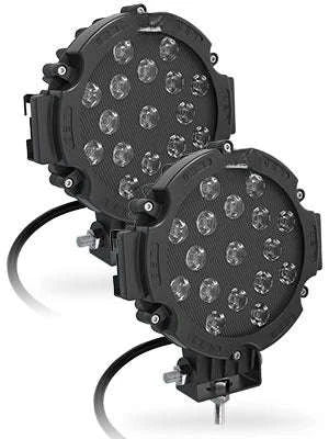 2PCS 7 Inch Round LED Offroad Lights 51W 5100LM Spot Pods-Red shell 2PCS