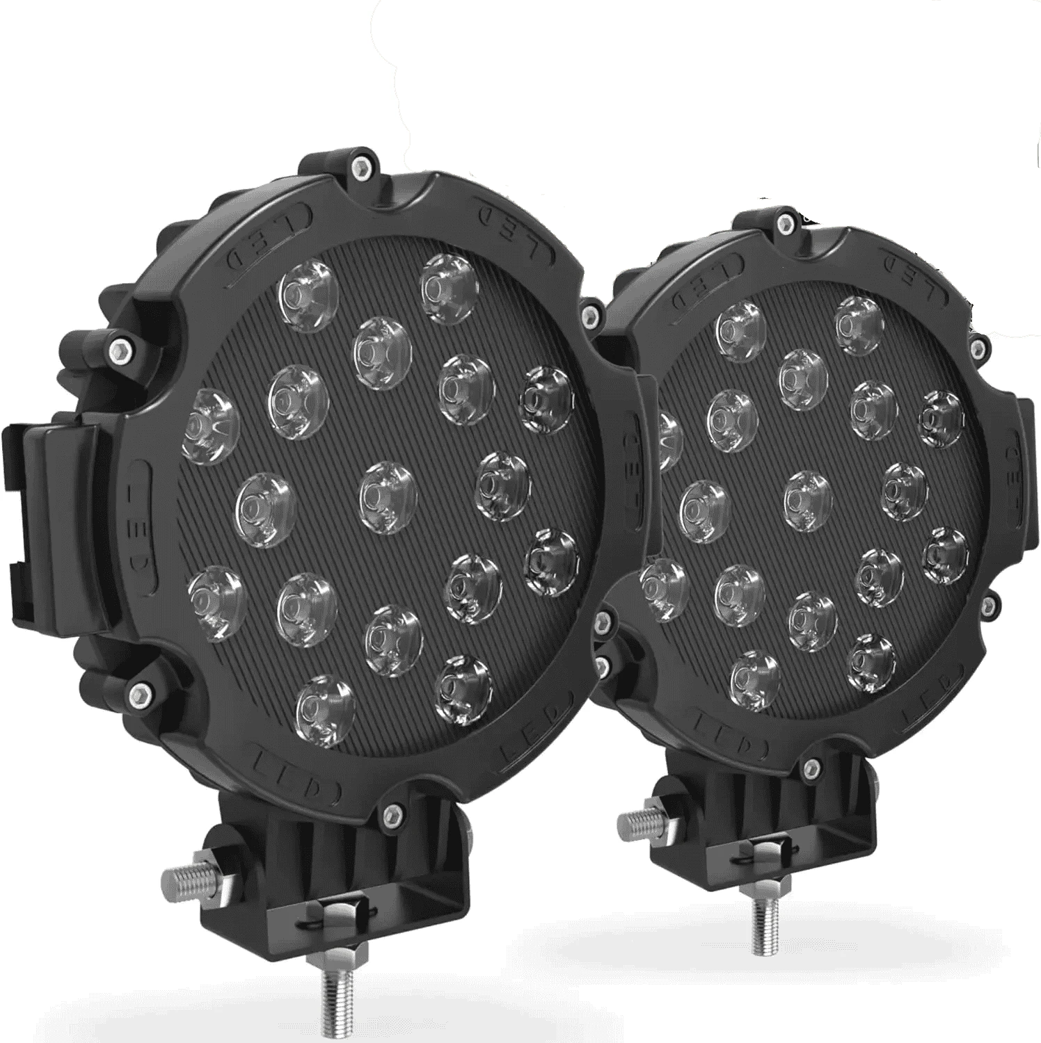 2PCS 7 Inch Round LED Offroad Lights 51W 5100LM Spot Pods-Red shell 2PCS
