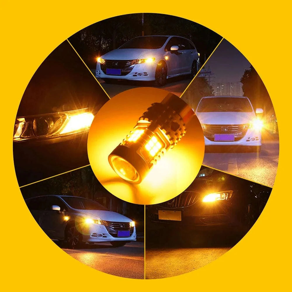 2pcs Amber LED Turn Signal Bulbs 12V 1156 BA15S-1156 BAU15S PY21W