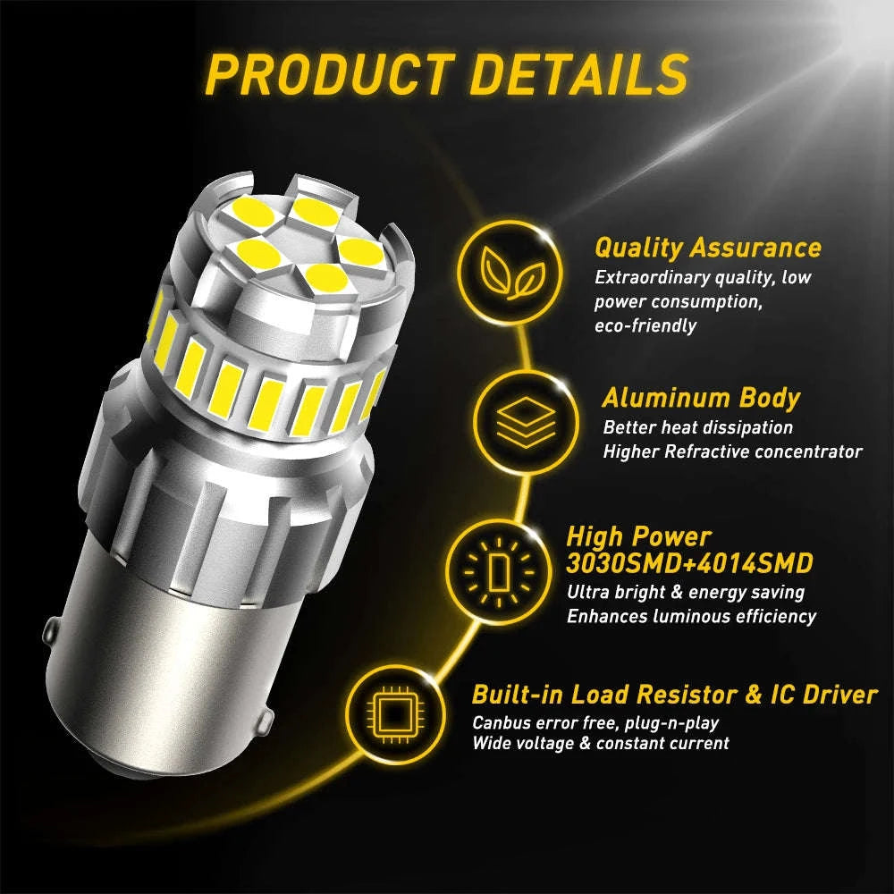 2pcs Canbus LED Bulb 1200LM 12V White 6500K-T15 / China Mainland / 6500K
