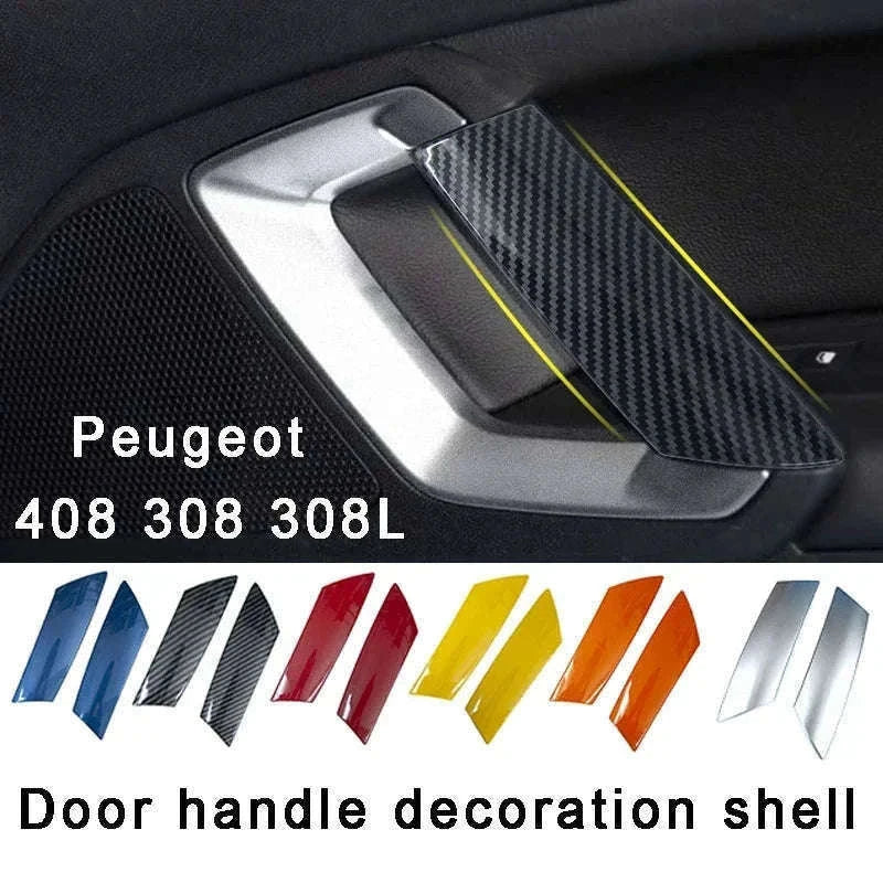 2pcs Car Door Handle Trim Covers for Peugeot 408 308 308S-Australia / Red