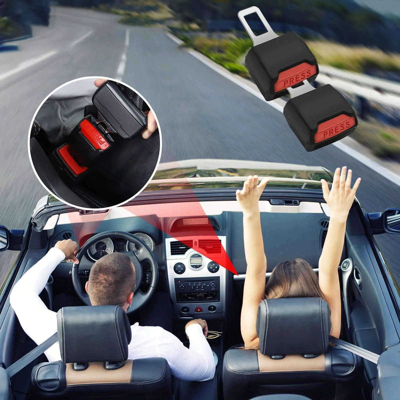 2pcs Car Seat Belt Extender with Padding for Comfortable Fit-black / United States