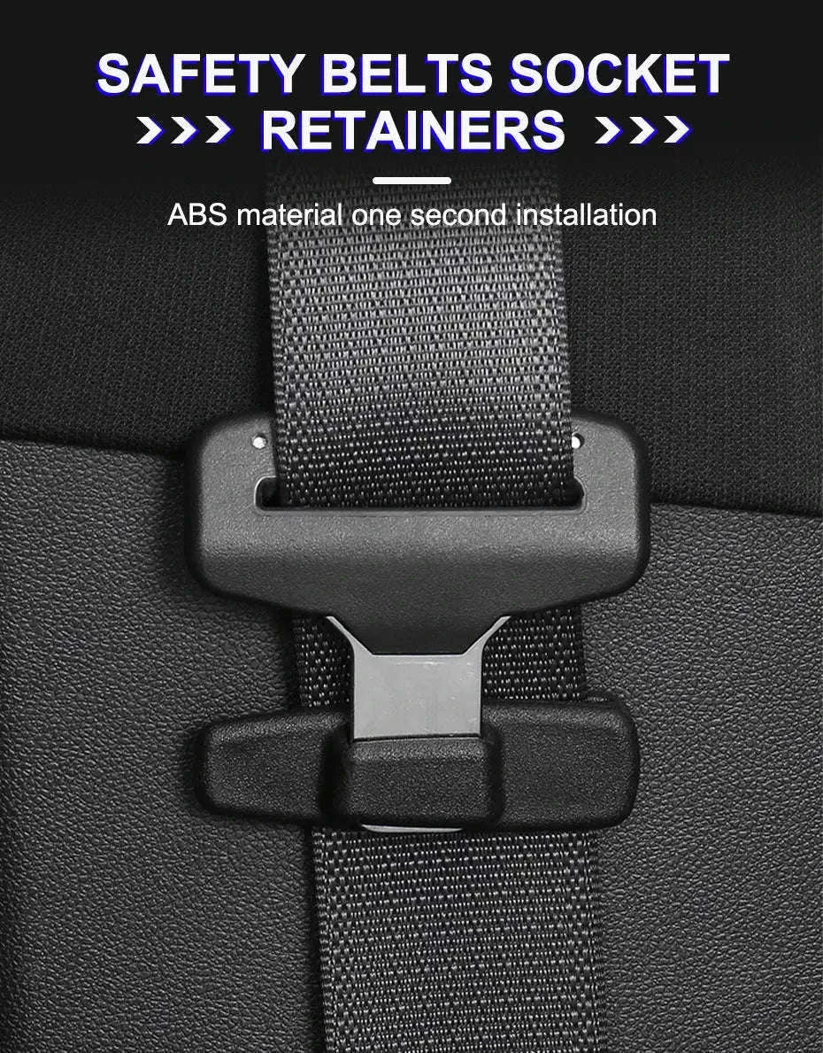 2pcs Car Seat Belt Holder Clip Black-Black 2pcs