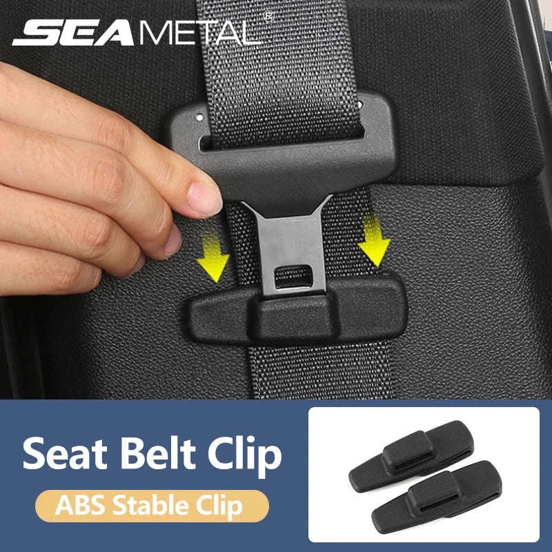 2pcs Car Seat Belt Holder Clip Black-Black 2pcs