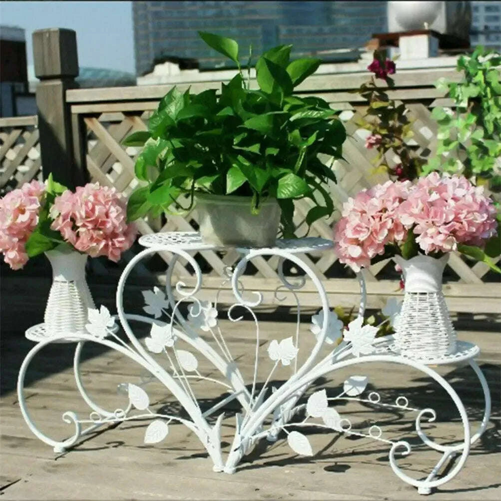 2PCS Classic Tall Plant Stand Art Flower Pot Holder Rack-black / United States