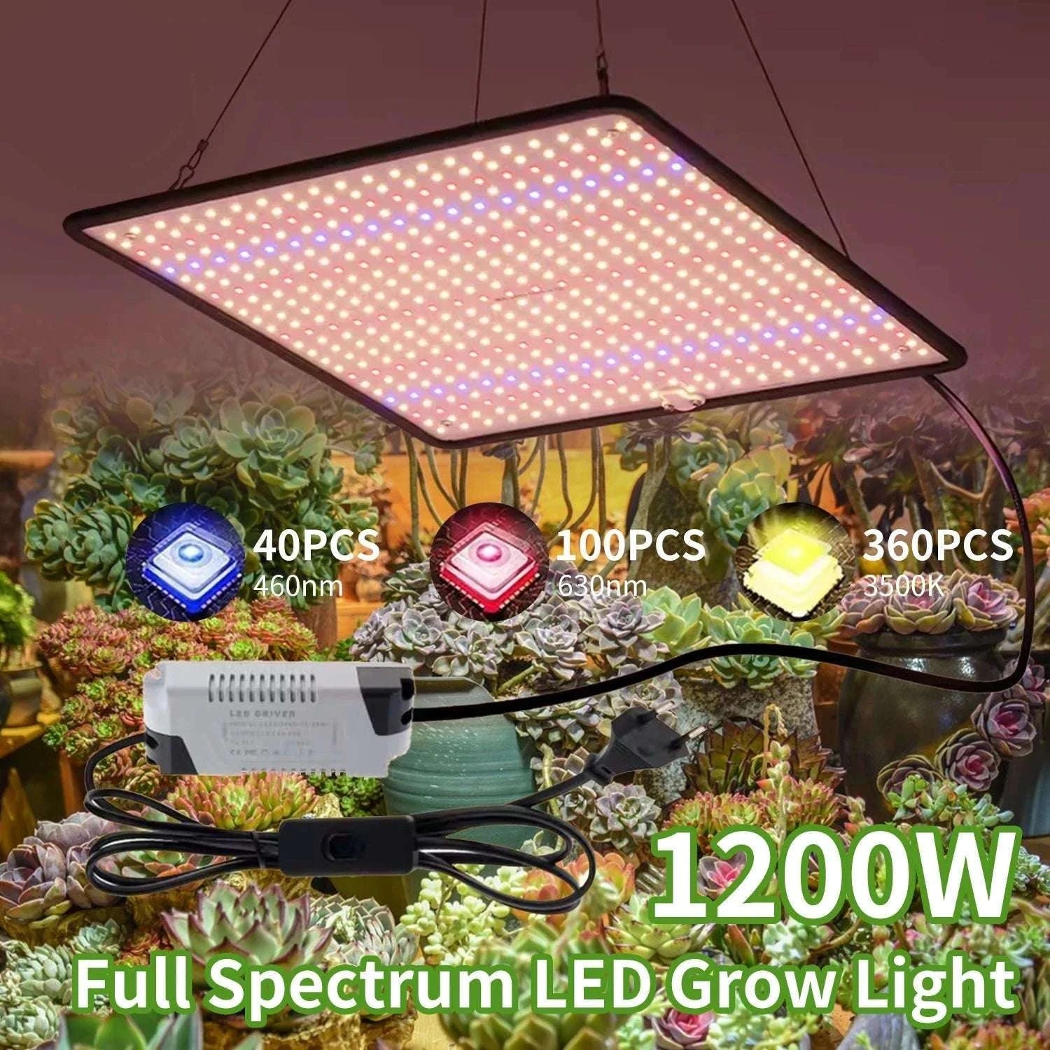 2PCS Full Spectrum LED Grow Lights 1200W Quantum Boards 1x1ft-2pcs / EU / 1200W|france