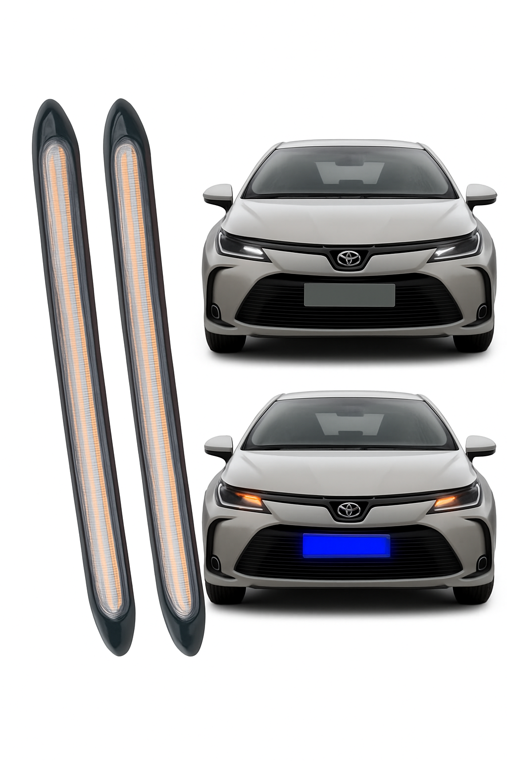 2pcs LED DRL Car Daytime Running Light Flexible Waterproof Strip Auto Headlights White Turn Signal Yellow Brake Flow Lights 12V