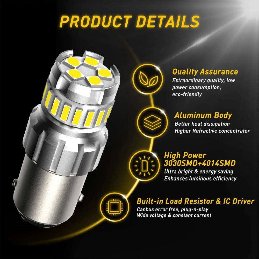 2pcs P21W LED Canbus Bulbs 6500K White-T15 W16W 921 912 / China Mainland / 6500K White