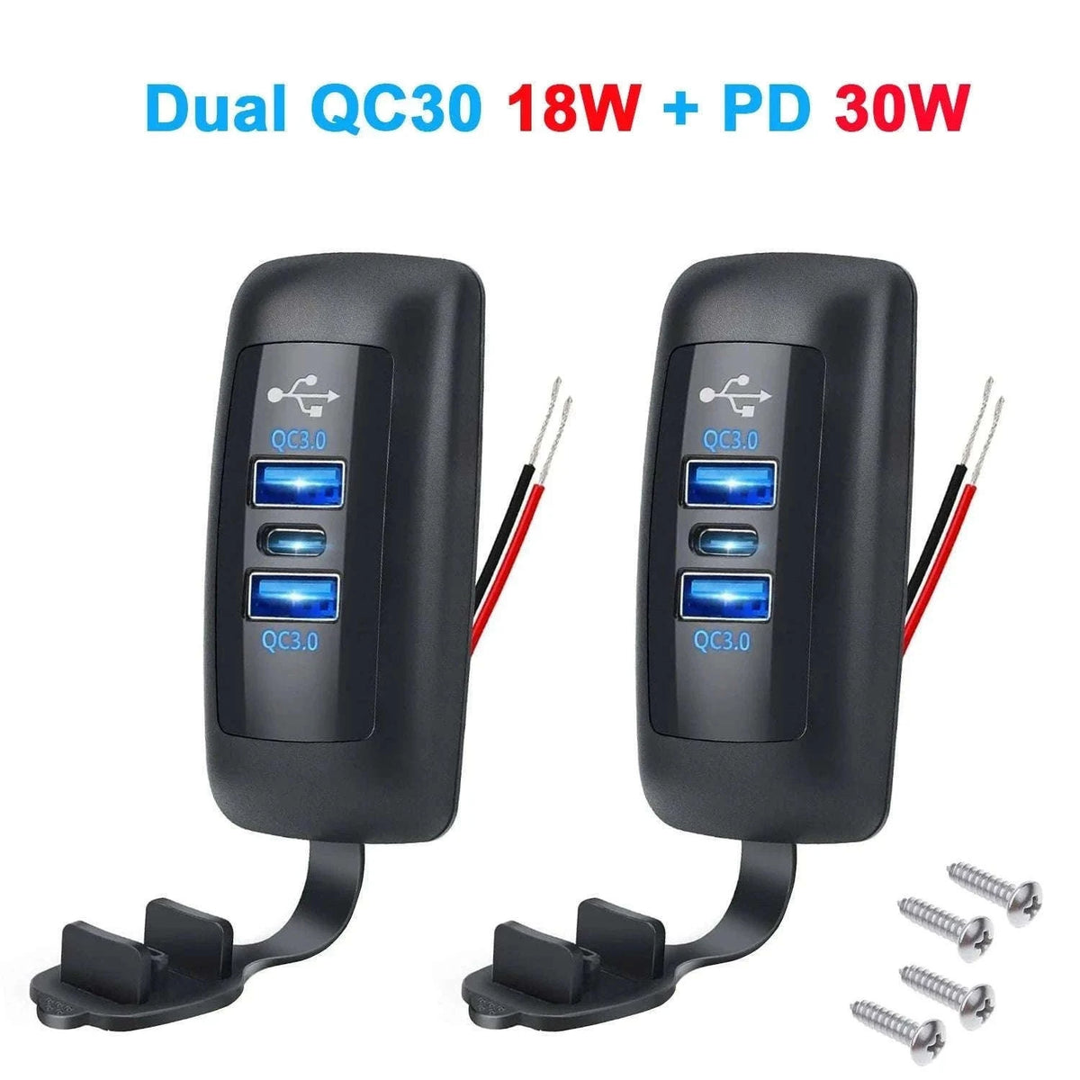 2PCS RV USB Outlet with Dual QC3.0 USB-A and PD3.0 USB-C-2PCS