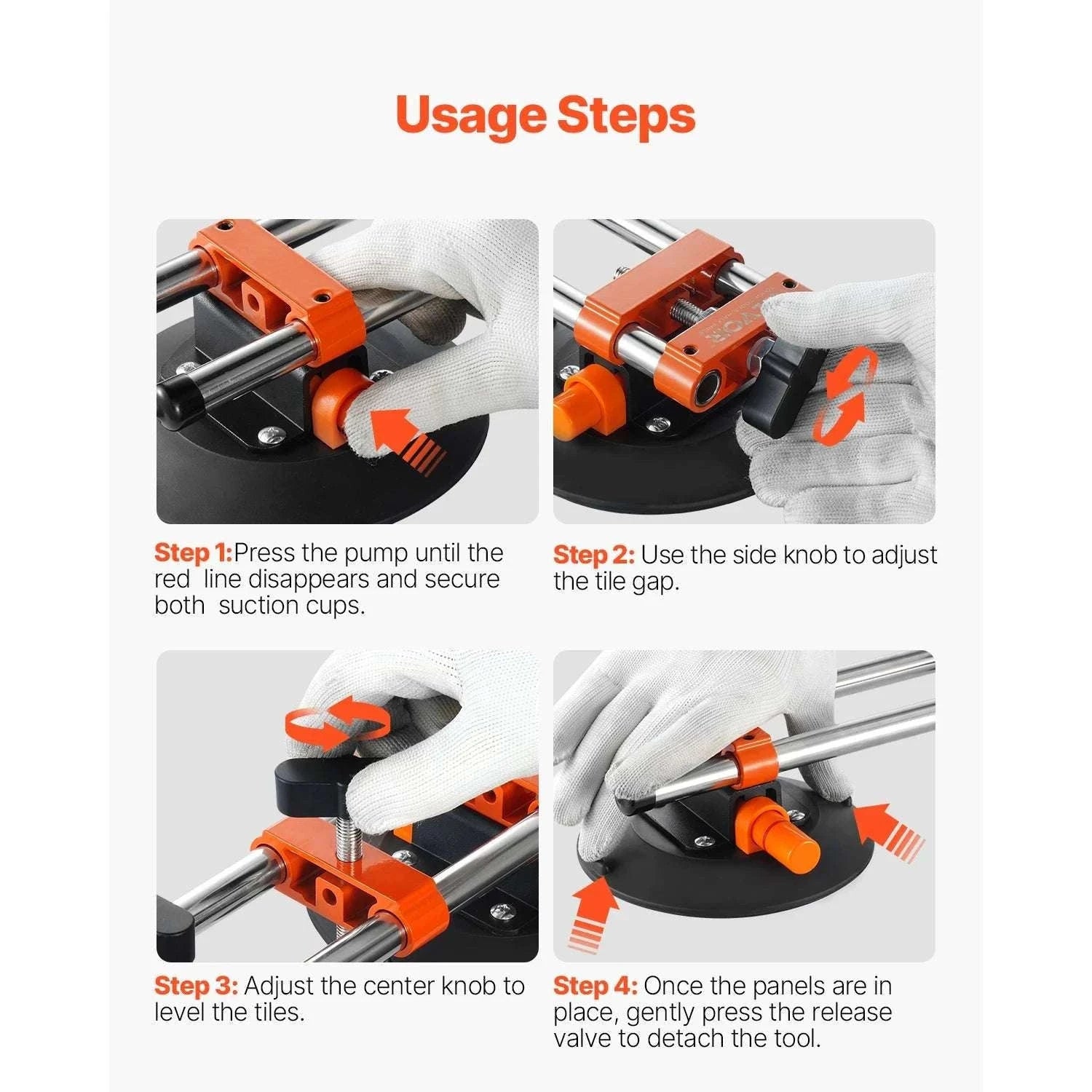 2PCS Seam Setter with 6in Vacuum Cups for Tile & Stone Leveling-2 Packs / CZECH REPUBLIC