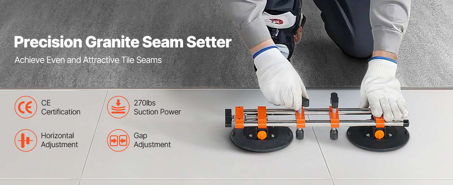 2PCS Seam Setter with 6in Vacuum Cups for Tile & Stone Leveling-2 Packs / CZECH REPUBLIC