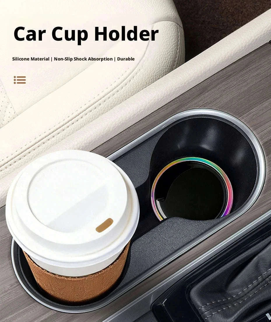 2PCS Universal Car Cup Holder Mat 7cm Silicone Anti-Slip-Black 2Pcs / Other