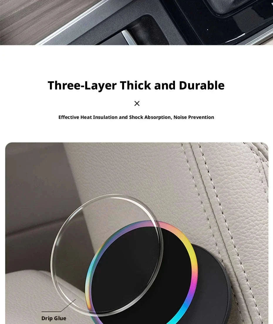 2PCS Universal Car Cup Holder Mat 7cm Silicone Anti-Slip-Black 2Pcs / Other