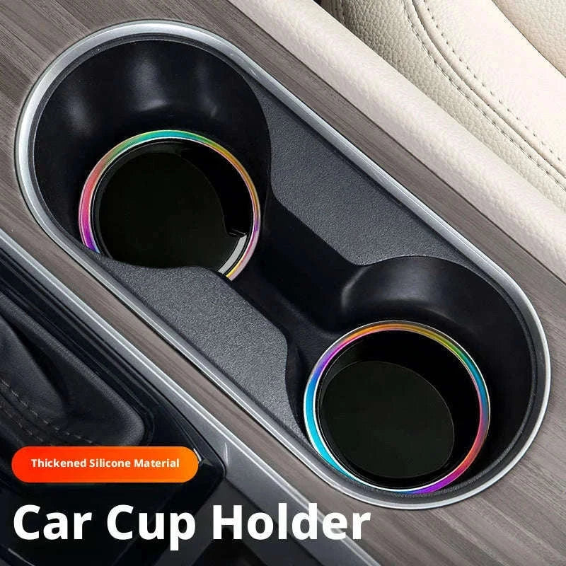 2PCS Universal Car Cup Holder Mat 7cm Silicone Anti-Slip-Black 2Pcs / Other