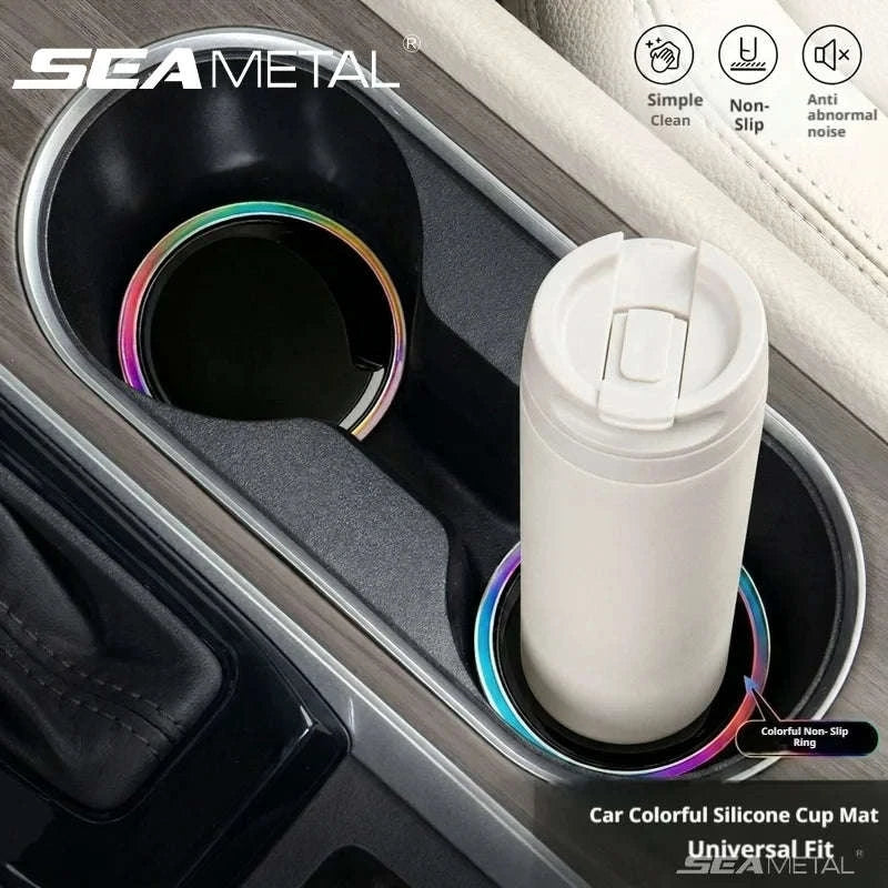 2PCS Universal Car Cup Holder Mat 7cm Silicone Anti-Slip-Black 2Pcs / Other