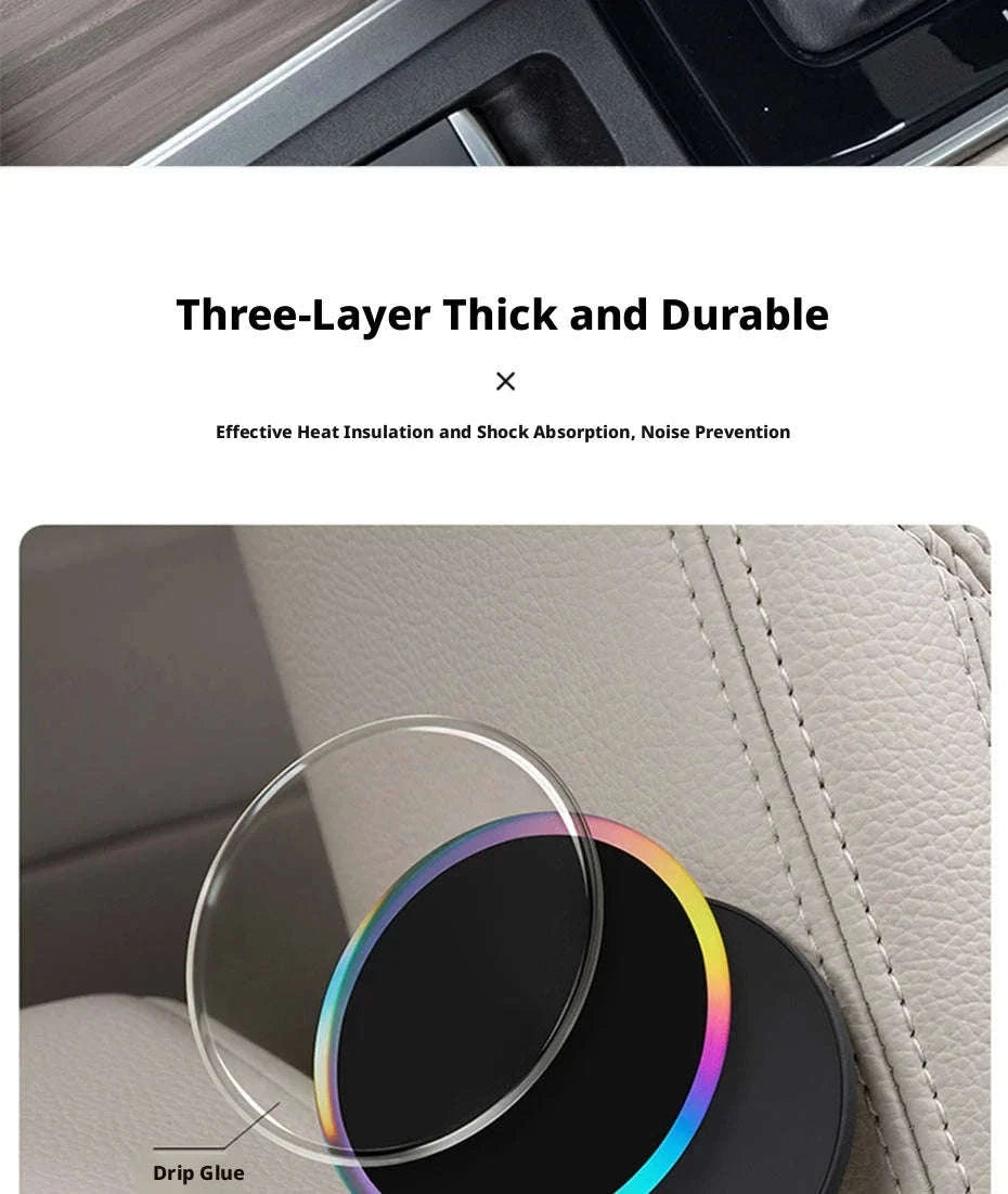 2PCS Universal Car Cup Holder Mat 7cm Silicone Anti-Slip-Black 2Pcs / Other