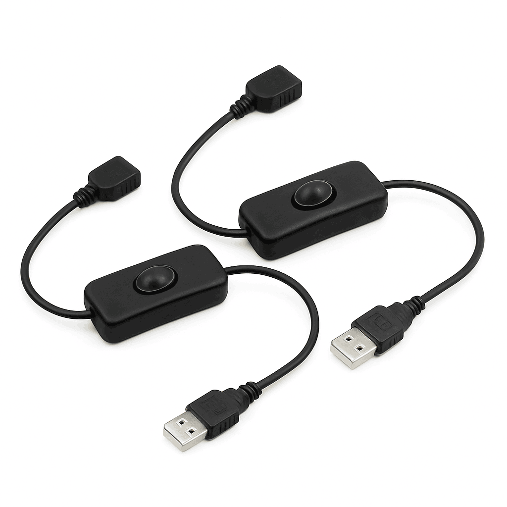 2PCS USB Cable Extension with Inline ON/OFF Switch-2 Pcs Black