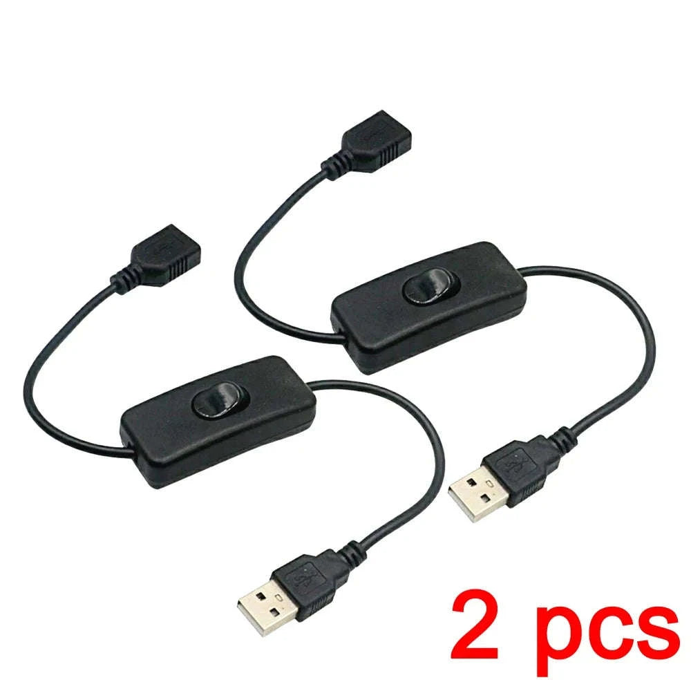 2PCS USB Cable Extension with ON/OFF Switch Toggle-2 Pcs Black