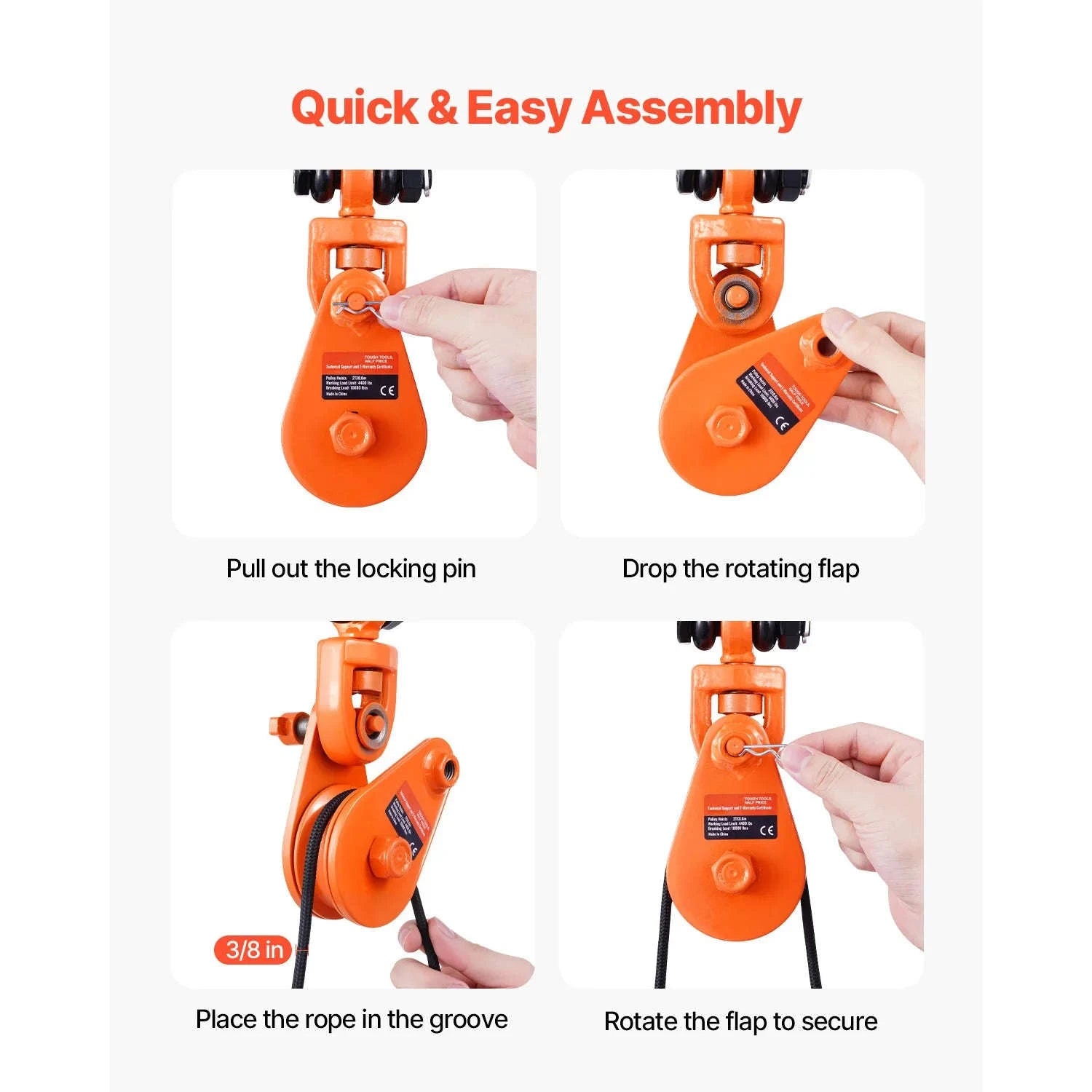 2T Snatch Block Pulley with G80 Chain & Swivel Hook for Recovery-2T / UNITED KINGDOM