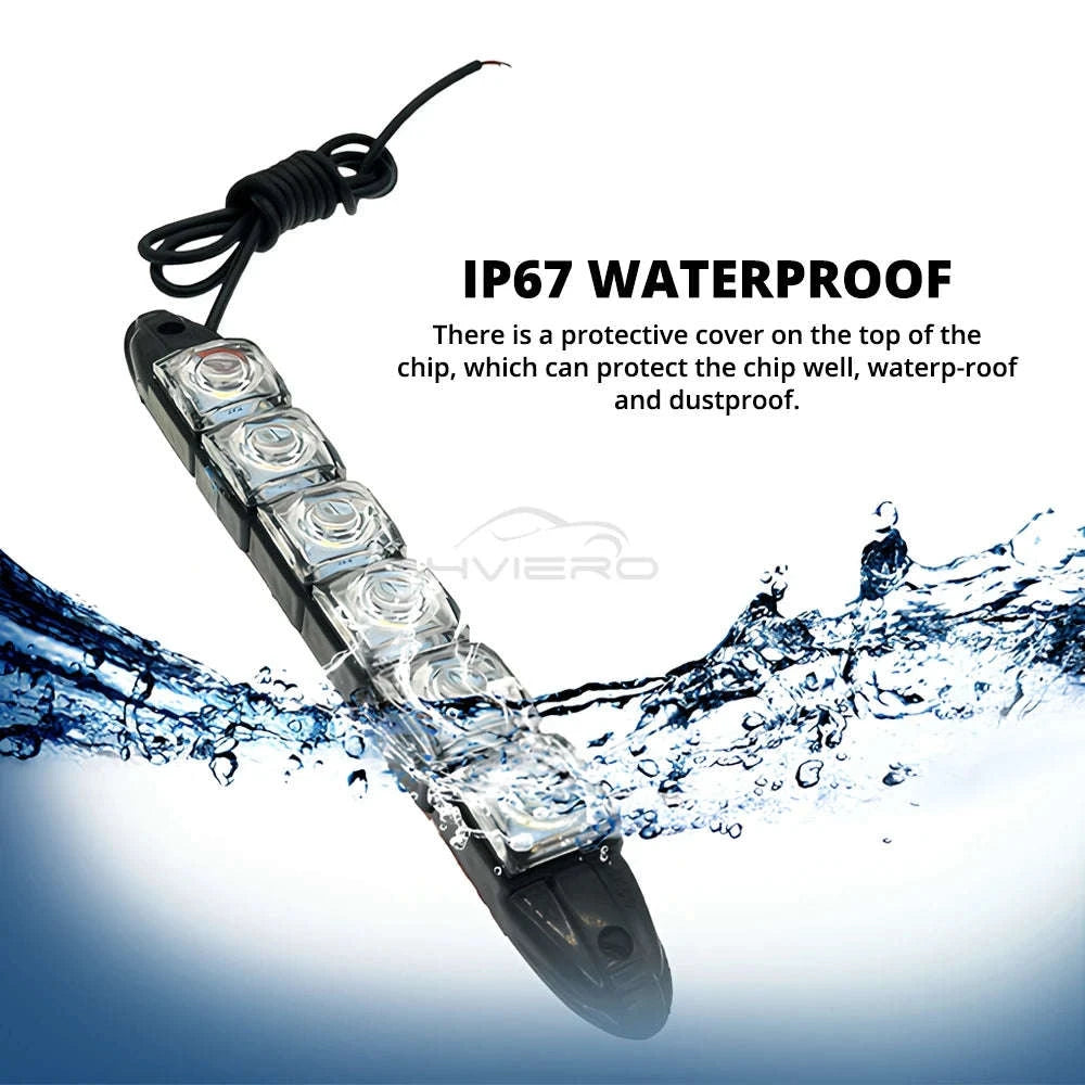 2X Waterproof DRL 6Chips Led Car Auto Decorative Flexible Daytime Running Light Driving Led Strip Headlight Fog Backup Trunk Led-White