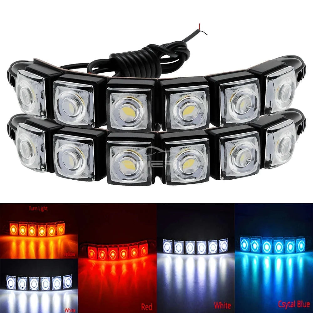 2X Waterproof DRL 6Chips Led Car Auto Decorative Flexible Daytime Running Light Driving Led Strip Headlight Fog Backup Trunk Led-White