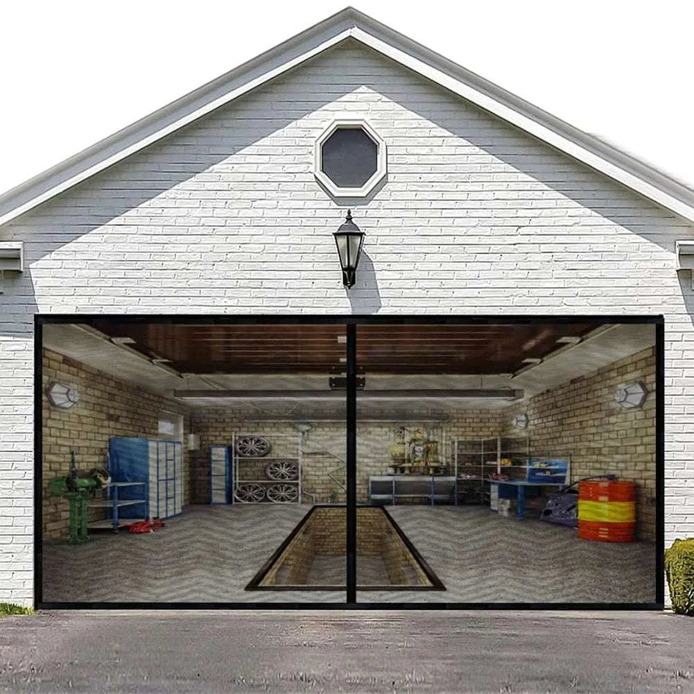 2x4M Garage Door Mosquito Net Curtain Retractable Insect Screen-United States