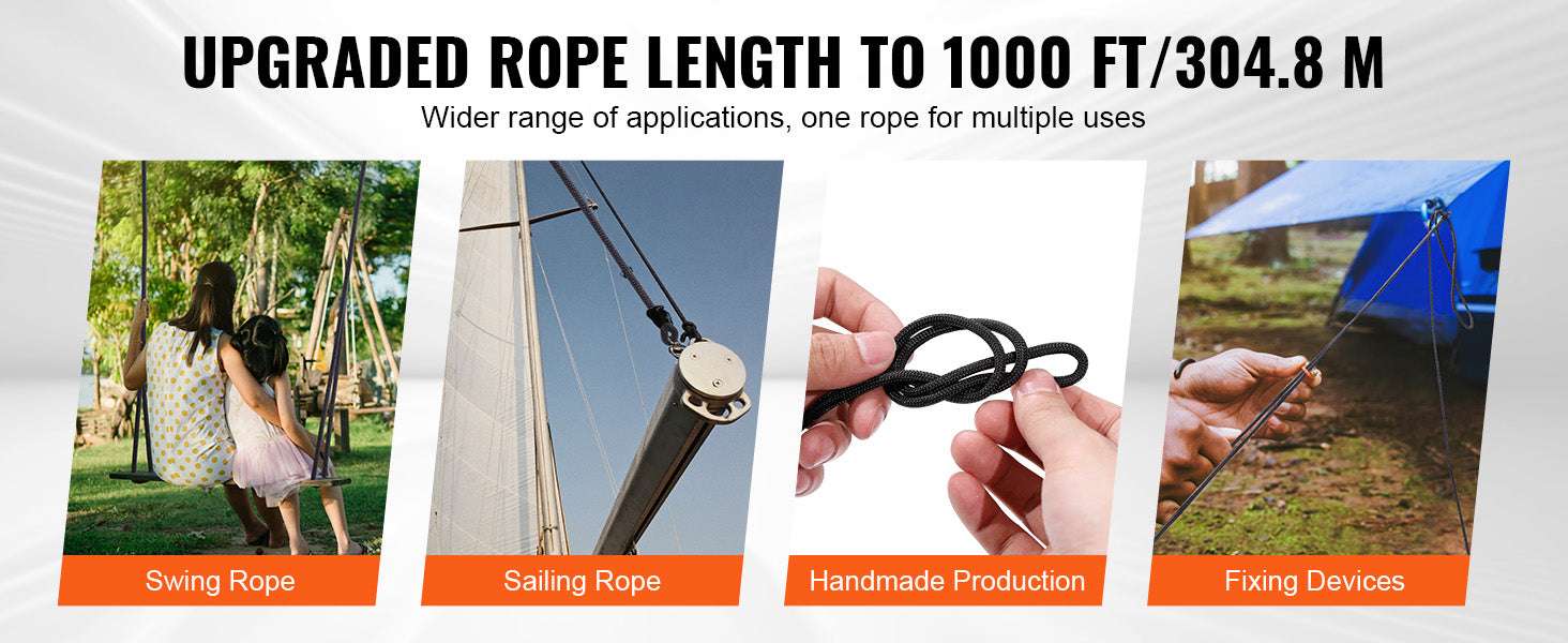 3/16" Nylon Rope 1000 ft 32-Strand Braided Cord with Reel-250ft / United States