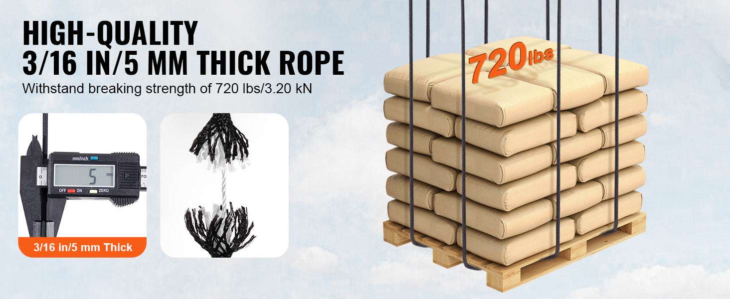 3/16" Nylon Rope 1000 ft 32-Strand Braided Cord with Reel-250ft / United States