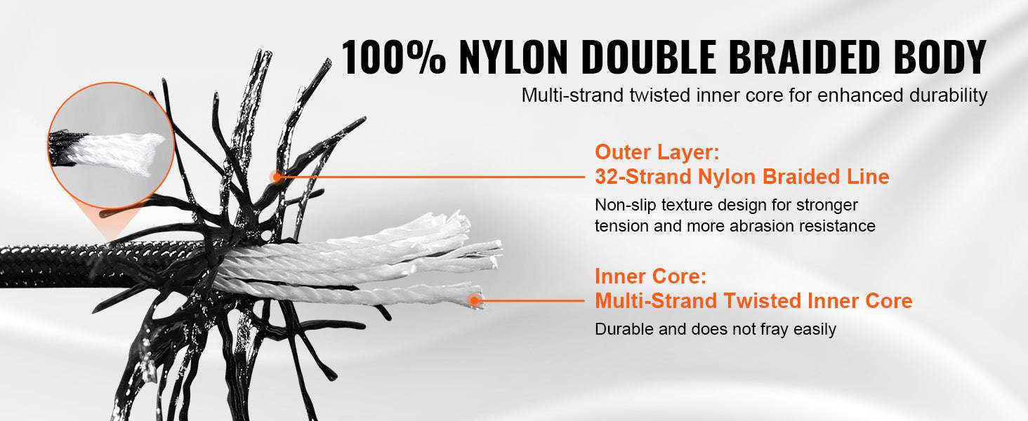 3/16" Nylon Rope 1000 ft 32-Strand Braided Cord with Reel-250ft / United States