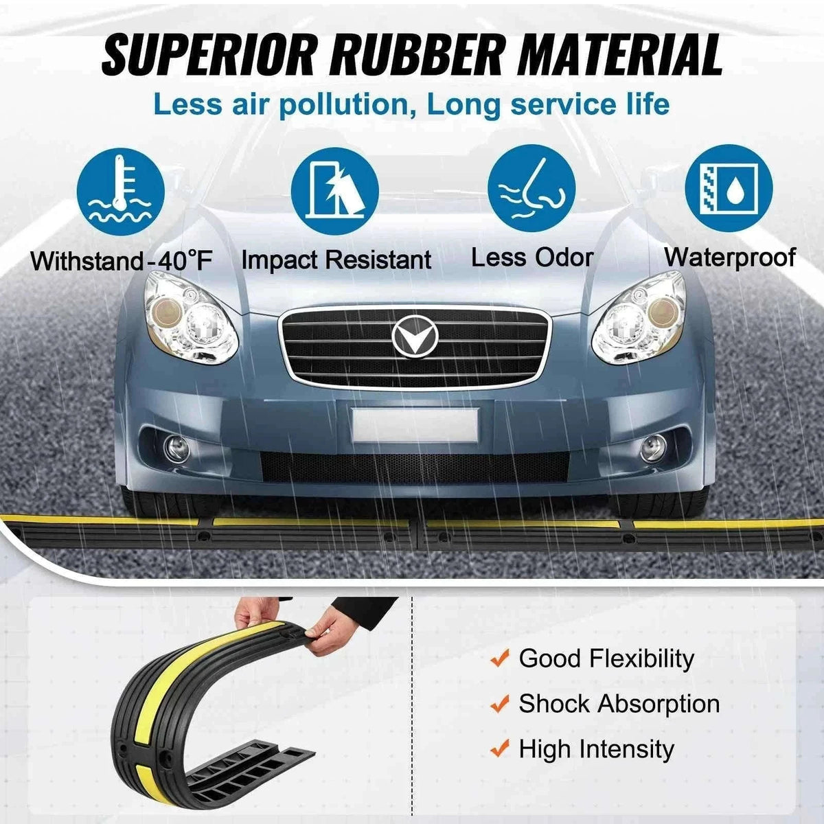 3.28ft Cable Protector Ramp 4 Pack 1 Channel Heavy Duty Rubber Speed Bump-france