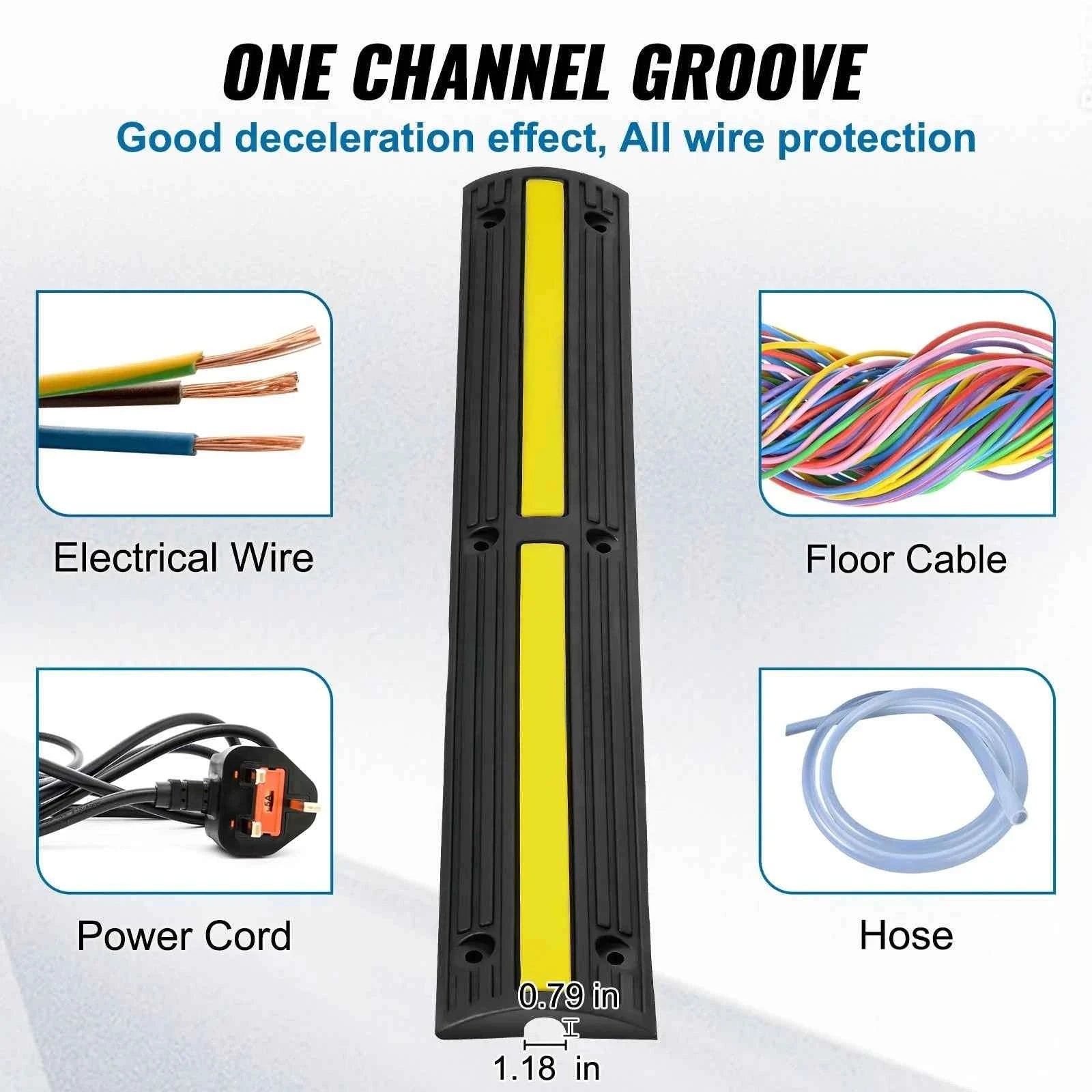 3.28ft Cable Protector Ramp 4 Pack 1 Channel Heavy Duty Rubber Speed Bump-france